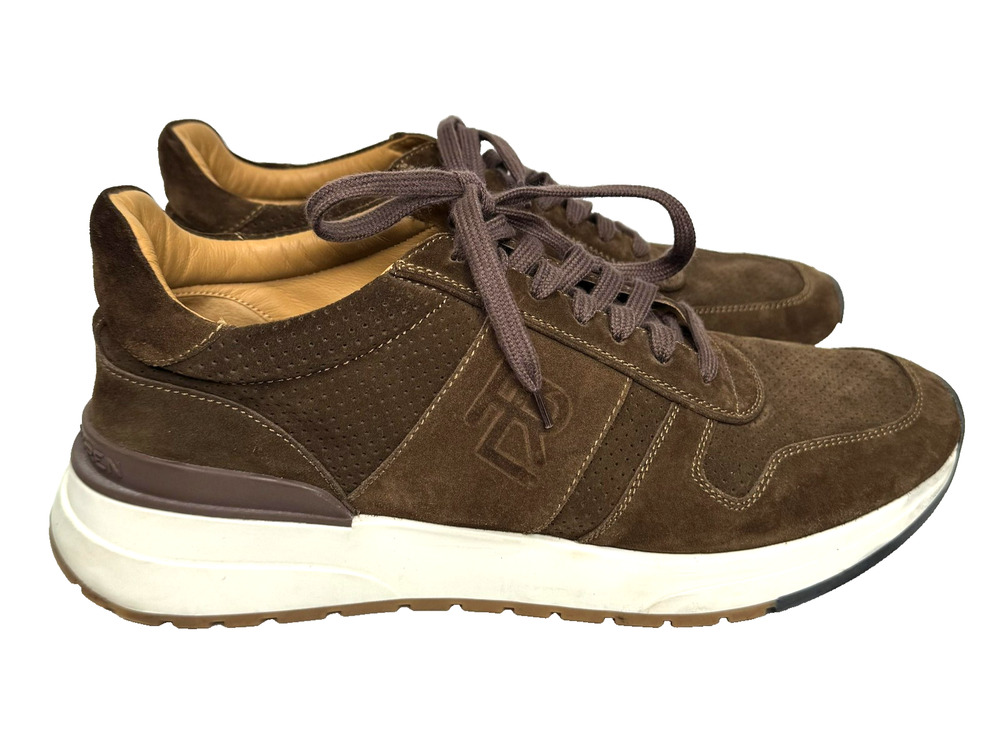 Ralph Lauren Men's Ethan Brown Suede Sneakers Size 10 Purple Label Made In Italy